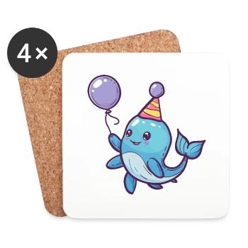 baleine anniversaire bébé - Dessous de verre (lot de 4) - blanc - Devant