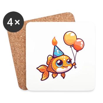 Goldfische Geburtstag Baby - Untersetzer (4er-Set) - Weiß - Vorne