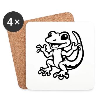 Gecko Animal - Dessous de verre (lot de 4) - blanc - Devant