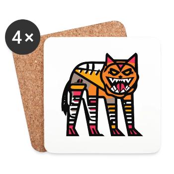 Wolf Halloween Comic Funny - Coasters (set of 4) - white - Front