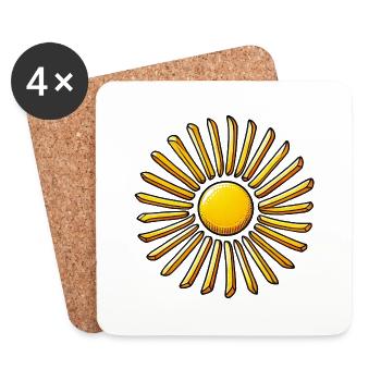 Summer Sun French Fries Potato Fast Food - Coasters (set of 4) - white - Front