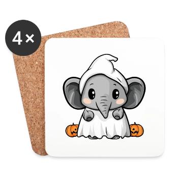 Elefant Halloween Comic Geist - Untersetzer (4er-Set) - Weiß - Vorne