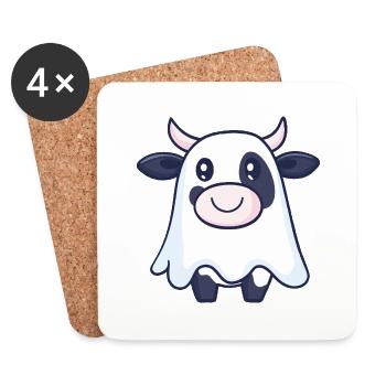 Cow Halloween Comic Ghost - Coasters (set of 4) - white - Front