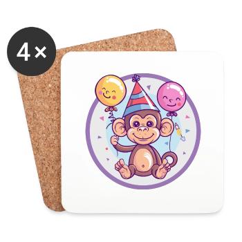 Monkey Birthday Baby - Coasters (set of 4) - white - Front