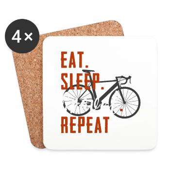 Eat Sleep Gravel Repeat Gravel Bike - Coasters (set of 4) - white - Front