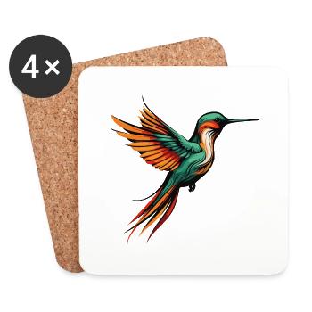 Oiseau Colibri - Dessous de verre (lot de 4) - blanc - Devant