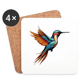 Oiseau Colibri Animal - Dessous de verre (lot de 4) - blanc - Devant