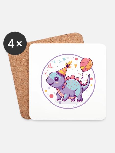 Dinosaurier stegosaurus Geburtstag Baby - Untersetzer (4er-Set) - Weiß