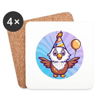 Aigle Anniversaire Bébé - Dessous de verre (lot de 4) - blanc - Devant