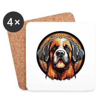 Chien de chasse Bernandiner - Dessous de verre (lot de 4) - blanc - Devant