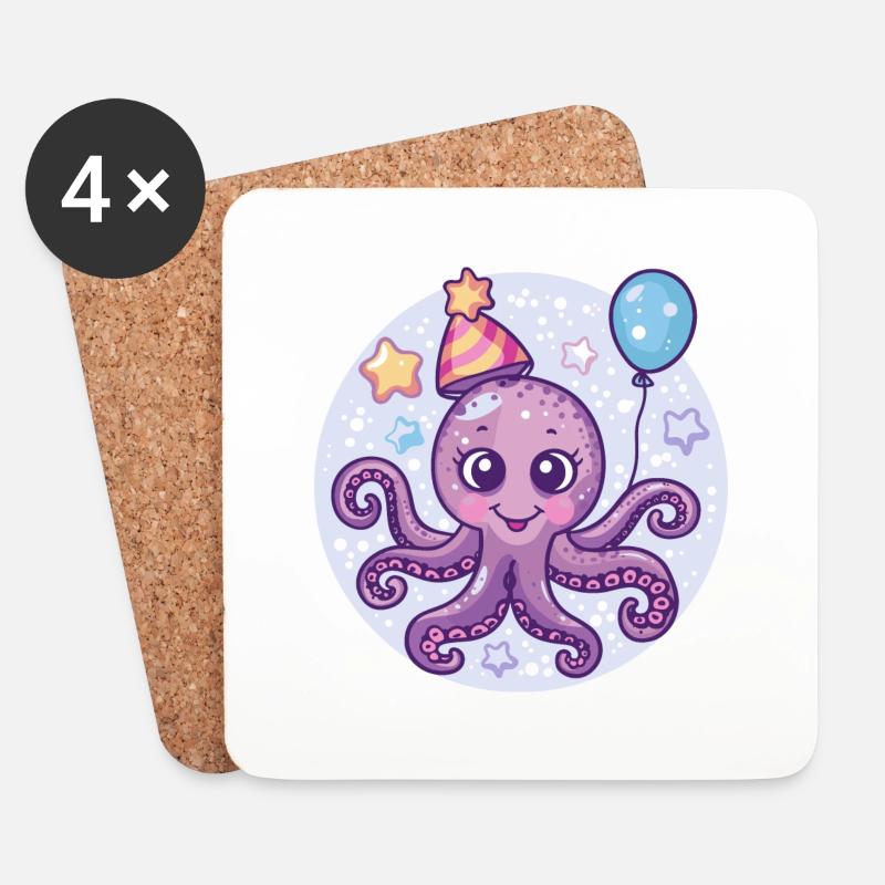 Oktopus Geburtstag Baby - Untersetzer (4er-Set) - Weiß