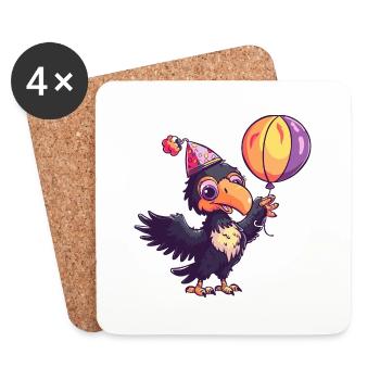 Harpie oiseau anniversaire bande dessinée - Dessous de verre (lot de 4) - blanc - Devant