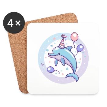 Dolphin Birthday Baby - Coasters (set of 4) - white - Front
