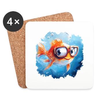 Drôle de poisson avec une mauvaise vue - Dessous de verre (lot de 4) - blanc - Devant