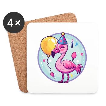 Flamingo Anniversaire Bébé - Dessous de verre (lot de 4) - blanc - Devant