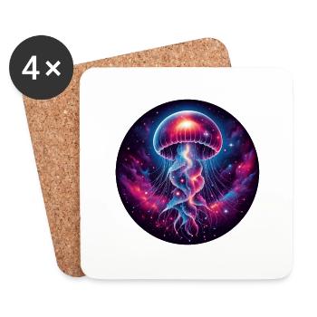 Méduse Cosmique Oeuvre Galaxie - Dessous de verre (lot de 4) - blanc - Devant