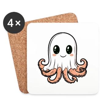 Oktopus Halloween Lustig Geist - Untersetzer (4er-Set) - Weiß - Vorne