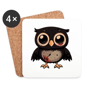 hibou Halloween bande dessinée drôle - Dessous de verre (lot de 4) - blanc - Devant