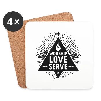 Worship Love Serve - Coasters (set of 4) - white - Front