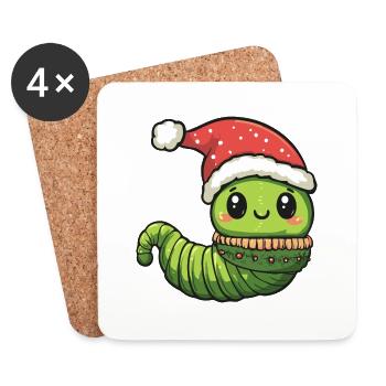 Worm Christmas Comic - Coasters (set of 4) - white - Front