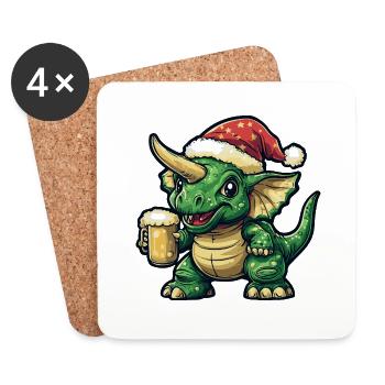 Dinosaurier triceratops Weihnachten Bier - Untersetzer (4er-Set) - Weiß - Vorne