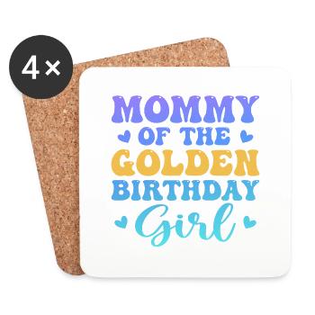 Mommy of the golden birthday girl - Dessous de verre (lot de 4) - blanc - Devant