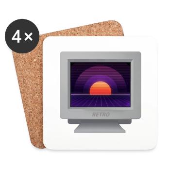CRT Design - Future Retro Tapete - Untersetzer (4er-Set) - Weiß - Vorne