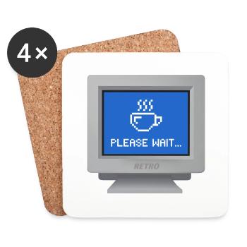 CRT Design - Tapete "Bitte warten" - Untersetzer (4er-Set) - Weiß - Vorne
