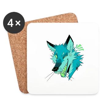Fox Laughter - Teal - Coasters (set of 4) - white - Front
