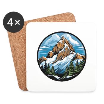 Montagnes Montagnes Paysage - Dessous de verre (lot de 4) - blanc - Devant