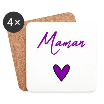 BONNE FÊTE. COEUR. BONNE FÊTE MAMAN. MAMAN. FÊTE - Dessous de verre (lot de 4) - blanc - Devant
