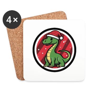 Dinosaur brontosaurus Christmas Christmas - Coasters (set of 4) - white - Front