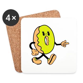 Donut Bande Dessinée Drôle - Dessous de verre (lot de 4) - blanc - Devant