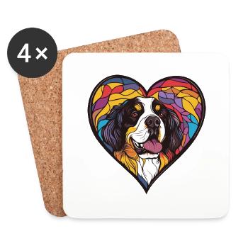 Saint Bernard Dog Heart Dog Love - Coasters (set of 4) - white - Front