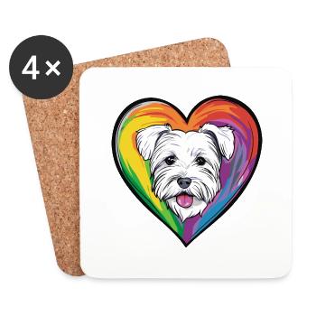 West Highland Terrier Dog Heart Dog Love - Coasters (set of 4) - white - Front