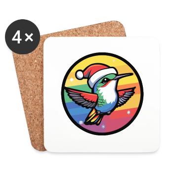 Colibri Oiseau Noël Noël - Dessous de verre (lot de 4) - blanc - Devant