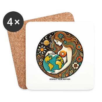 Terre Mère - Dessous de verre (lot de 4) - blanc - Devant