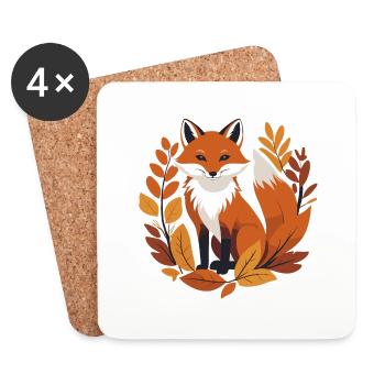 Fox in Autumn #5 - Coasters (set of 4) - white - Front