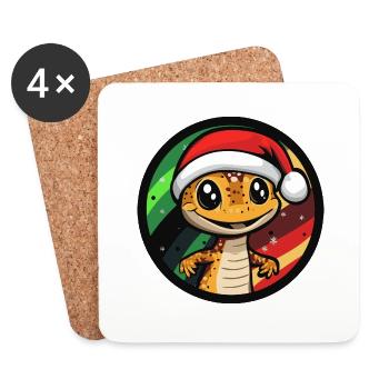 Echse Weihnachten Christmas - Untersetzer (4er-Set) - Weiß - Vorne