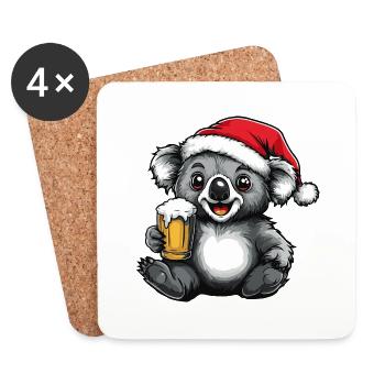 Koala Beer Xmas Christmas - Coasters (set of 4) - white - Front