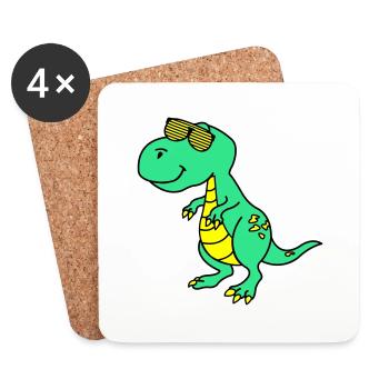 Dinosaure cool - Dessous de verre (lot de 4) - blanc - Devant