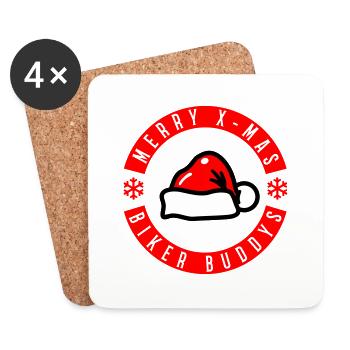 Merry X-Mas Biker Buddies - Coasters (set of 4) - white - Front