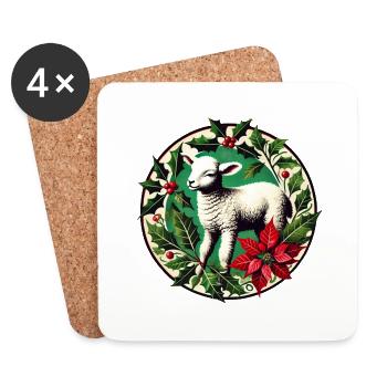 Weihnachtsschaf - Untersetzer (4er-Set) - Weiß - Vorne