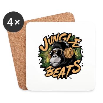 jungle gorille musique - Dessous de verre (lot de 4) - blanc - Devant