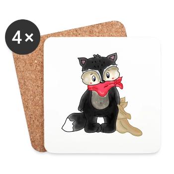 Raccoon with Comforter - Coasters (set of 4) - white - Front