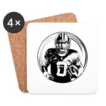 Homme de football américain - Dessous de verre (lot de 4) - blanc - Devant