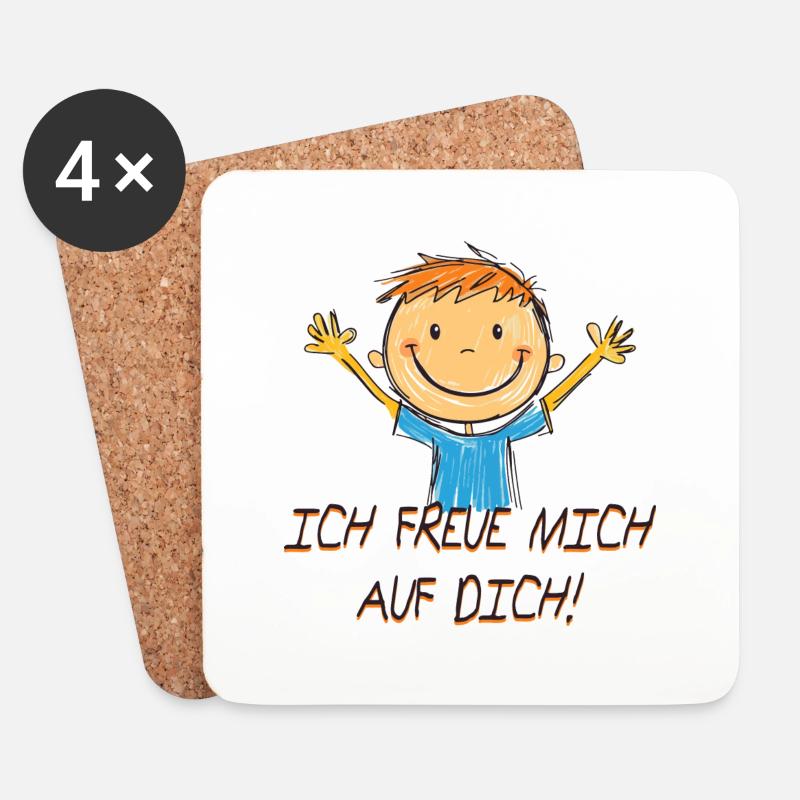 Ich freue mich auf dich - Untersetzer (4er-Set) - Weiß