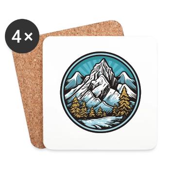 Berge - Untersetzer (4er-Set) - Weiß - Vorne
