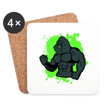 Gorilla Strong Animal - Coasters (set of 4) - white - Front