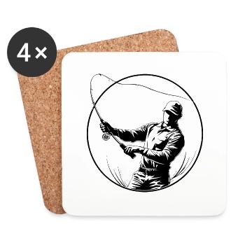 Fishing Man Silhouette - Coasters (set of 4) - white - Front